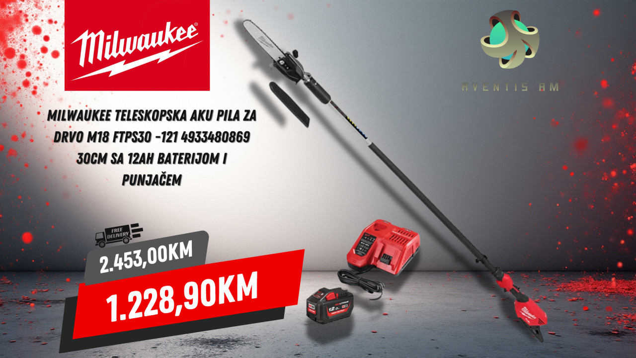 Milwaukee Teleskopska aku pila za drvo M18 FTPS30121 4933480869