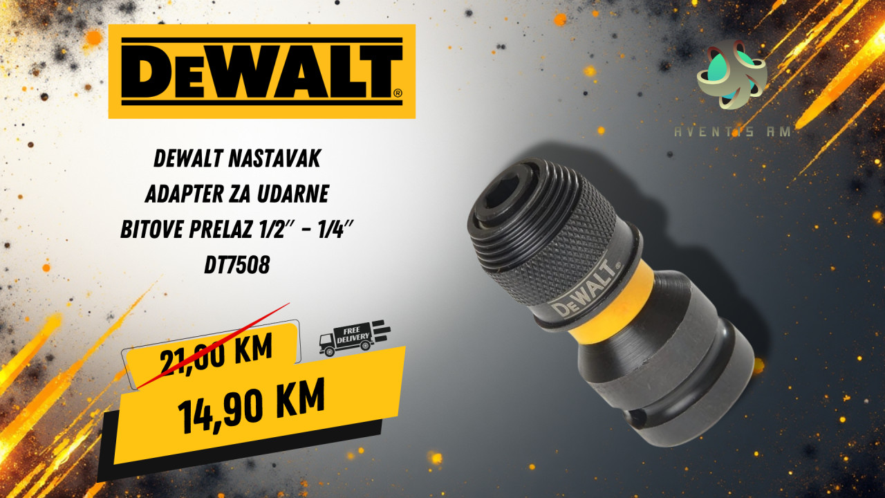 DeWALT nastavak adapter za udarne bitove prelaz 1/2  1/4 DT7508