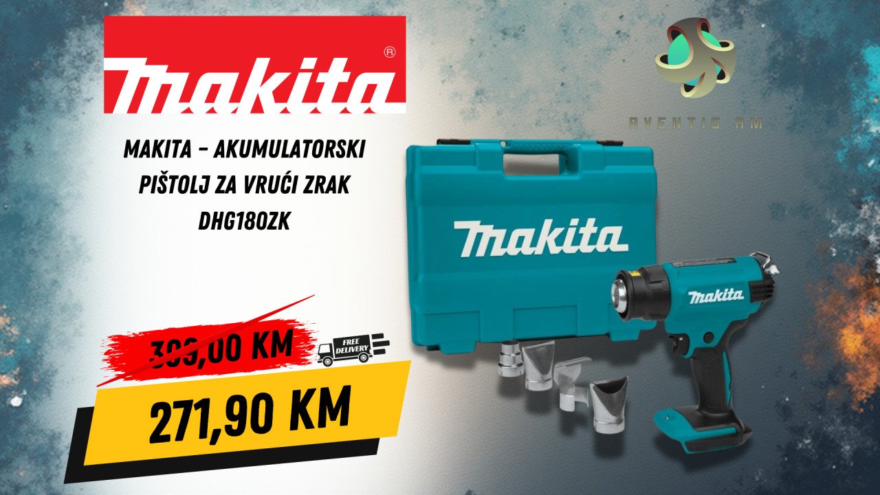Makita Akumulatorski pištolj za vrući zrak DHG180ZK