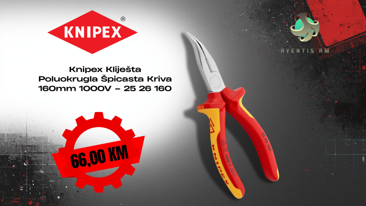 Knipex Kliješta Poluokrugla Špicasta Kriva 160mm 1000V 25 26 160