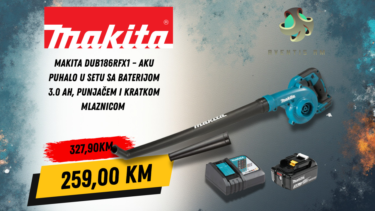 Makita DUB186RFX1 aku puhalo u setu sa baterijom 3.0 Ah