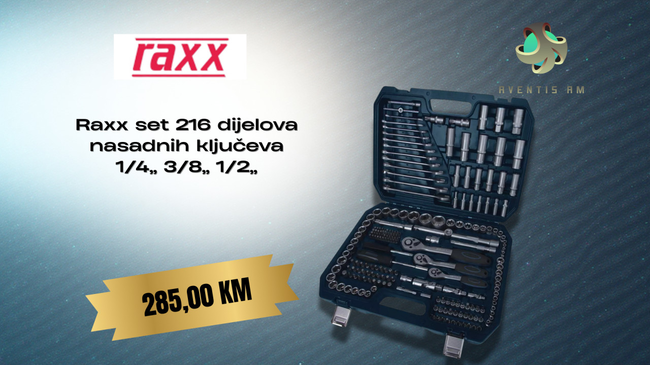 Raxx set 216 dijelova nasadnih ključeva 1/4 3/8 1/2