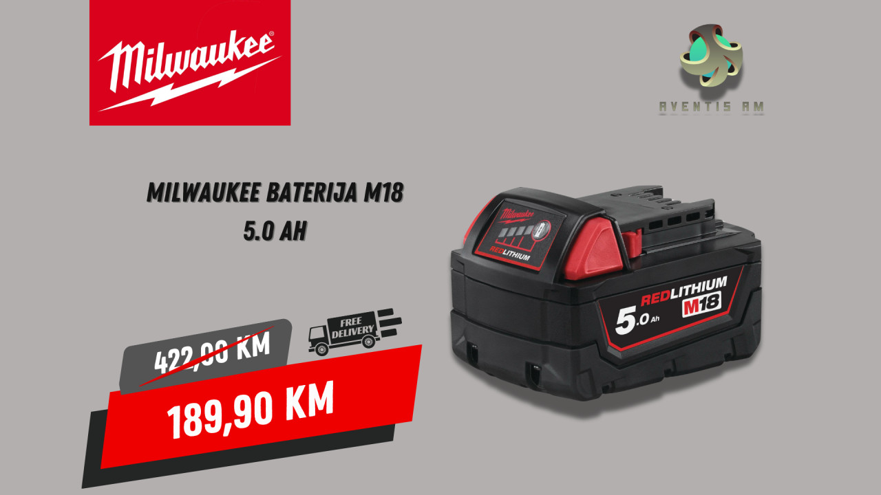 Milwaukee baterija M18 5.0 Ah