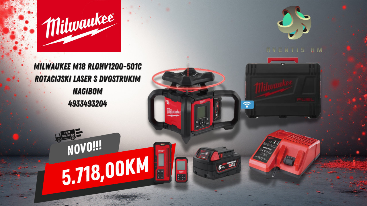 Milwaukee M18 RLOHV1200-501C rotacijski laser 4933493204