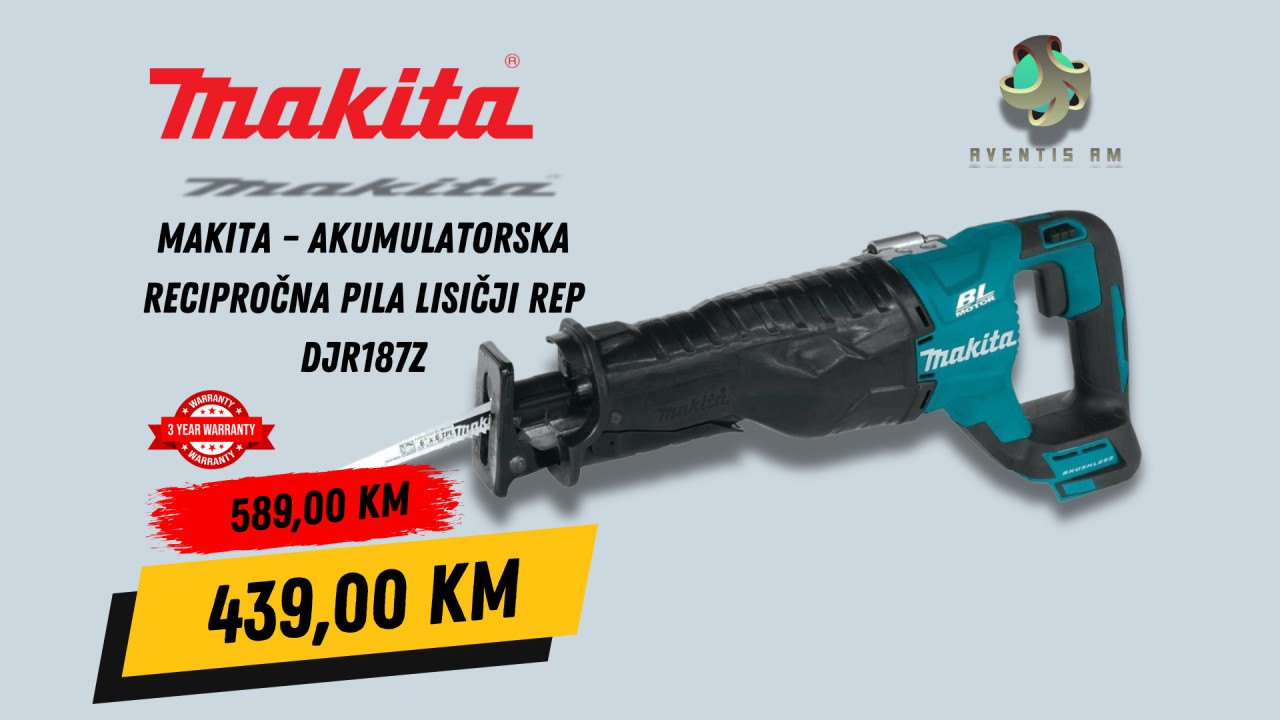 Makita Akumulatorska recipročna pila lisičji rep DJR187Z