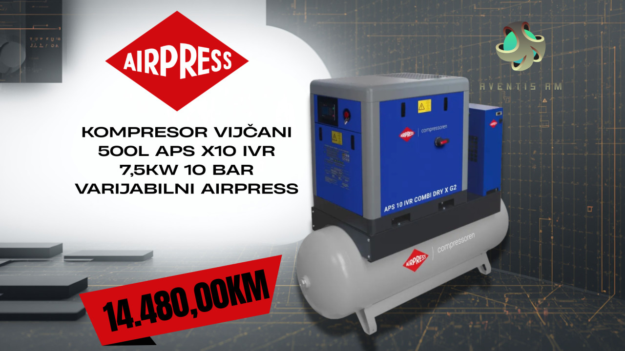 KOMPRESOR VIJČANI 500L APS X10 IVR 7,5KW 10 BAR VARIJABILNI