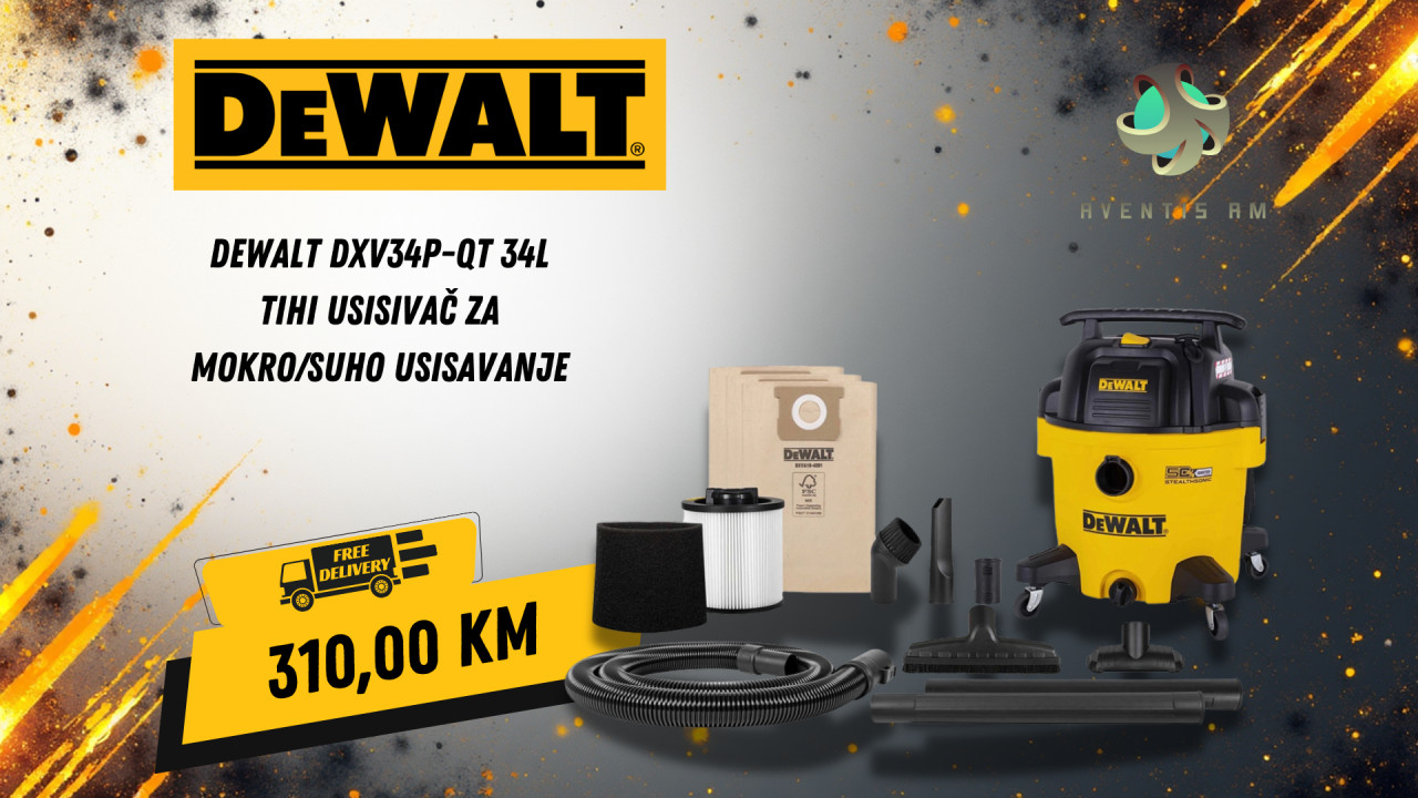 DeWalt DXV34P-QT 34L tihi usisivač za mokro/suho usisavanje
