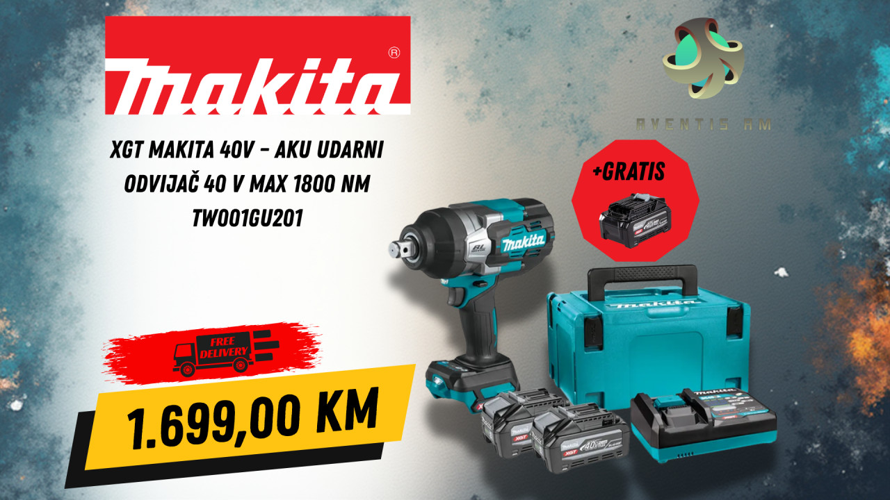 Makita Aku udarni odvijač 40V XGT 40 V max 1800 Nm TW001GU201