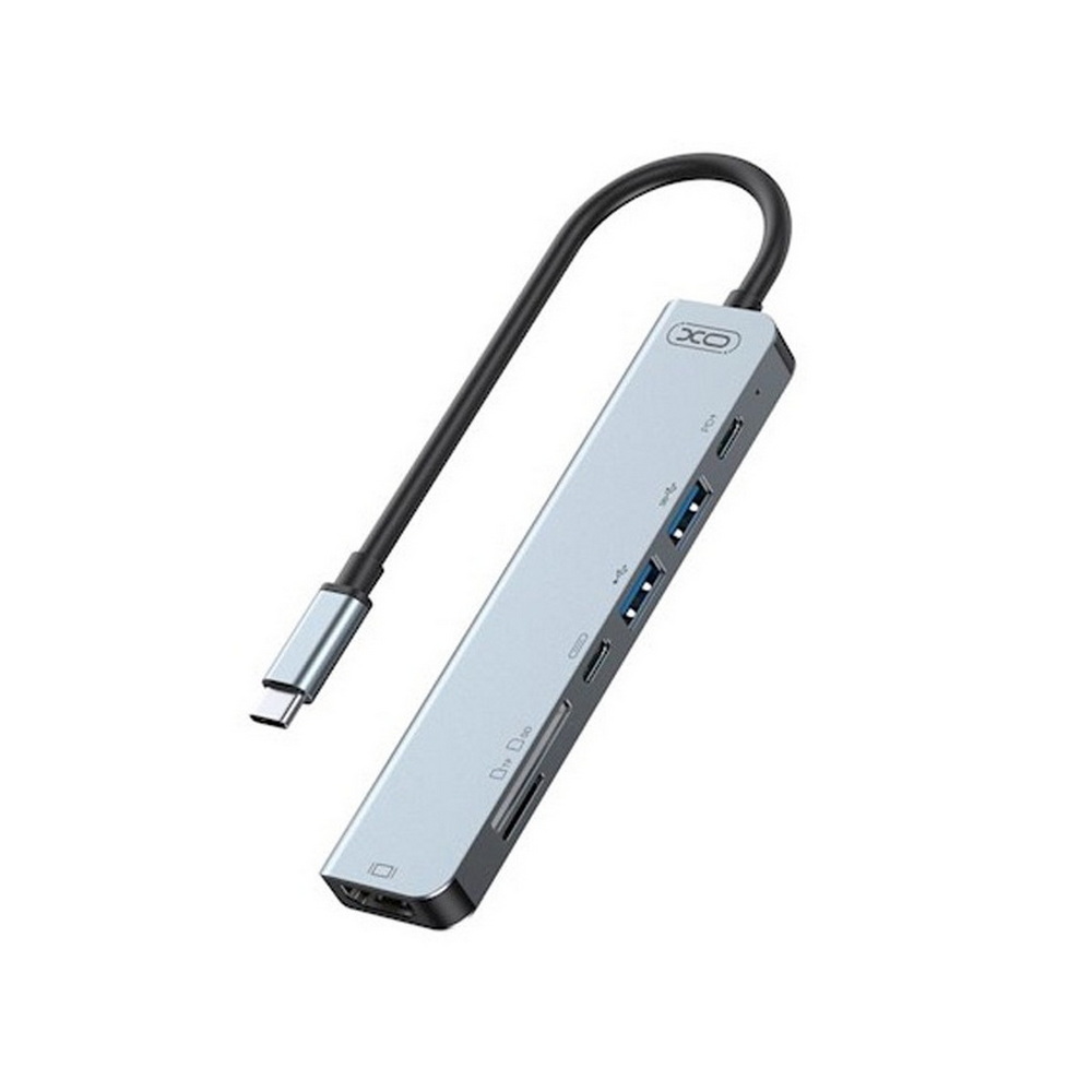XO HUB008 7 in 1 Multifunctional Docking Station Sivi