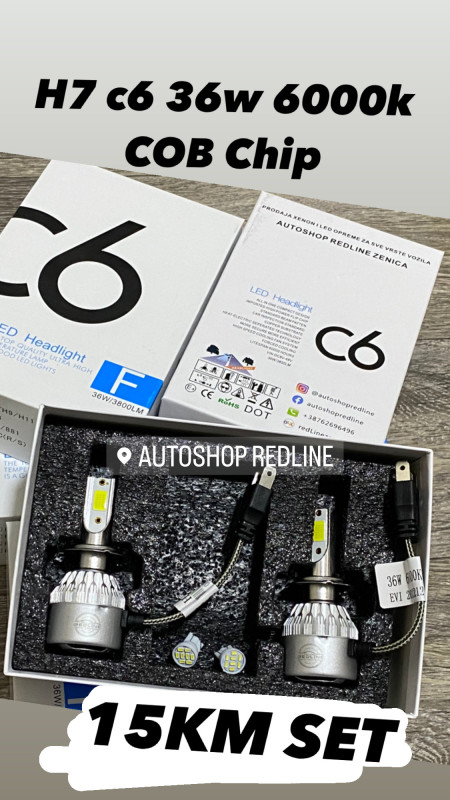 LED C6 H7 H1 Kratke Sijalice + Gratis Pozicije 12V 24V 3600LM 36W