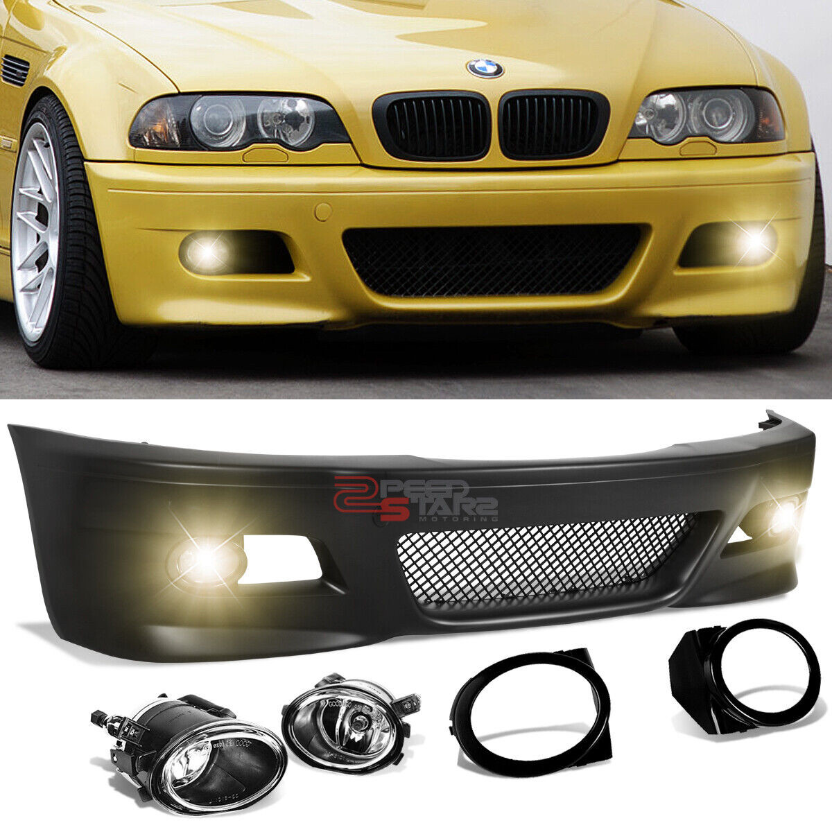 E46 M3 branik prednji m look sa maglenkama karambolka prednja