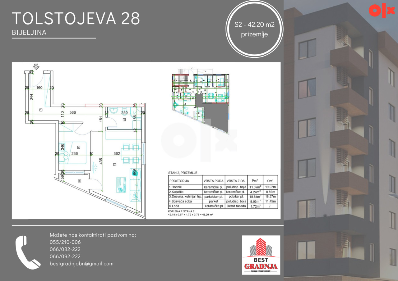 Stan Bijeljina 42.20m2