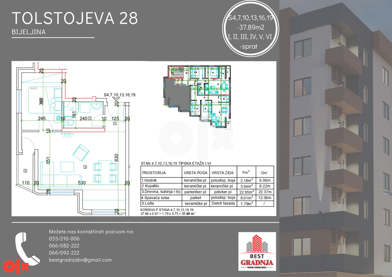 Stan Bijeljina 37.89m2
