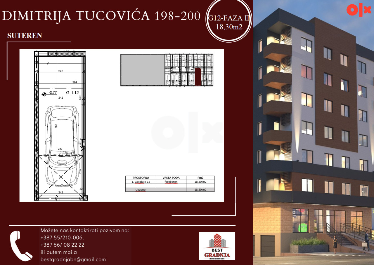 U ponudi garaže od 17.24 do 22.07m2!