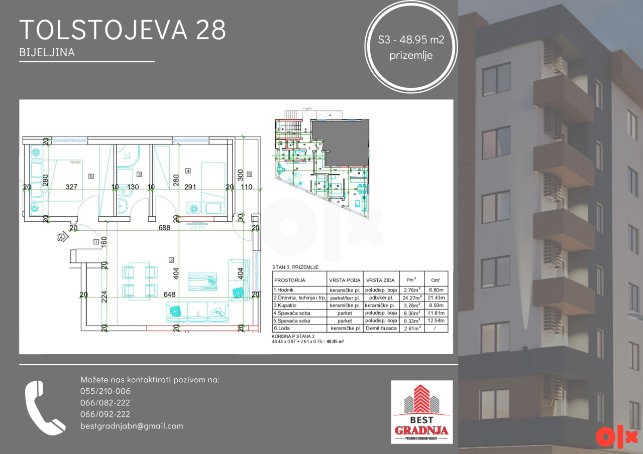 Stan Bijeljina 48.95m2