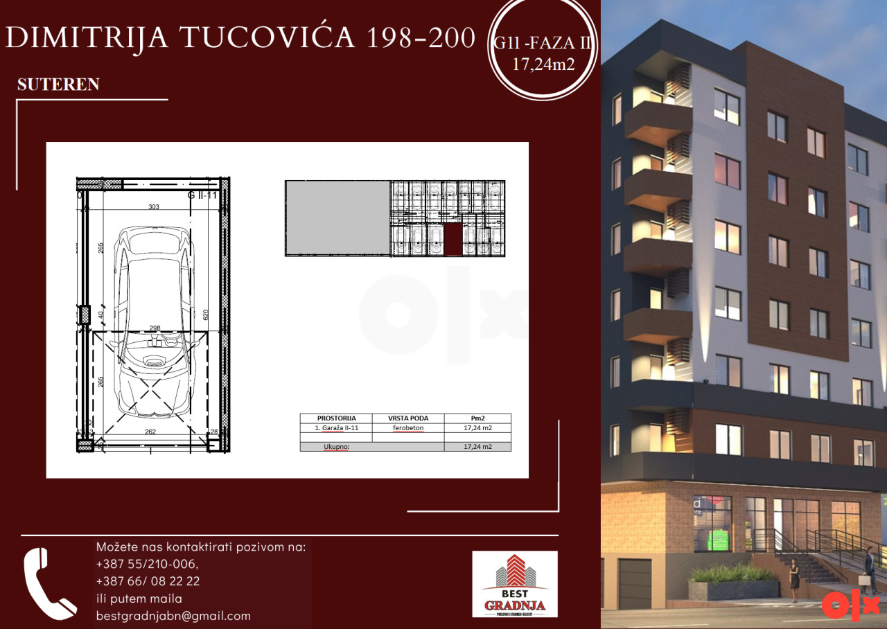U ponudi garaže od 17.24 do 22.07m2!