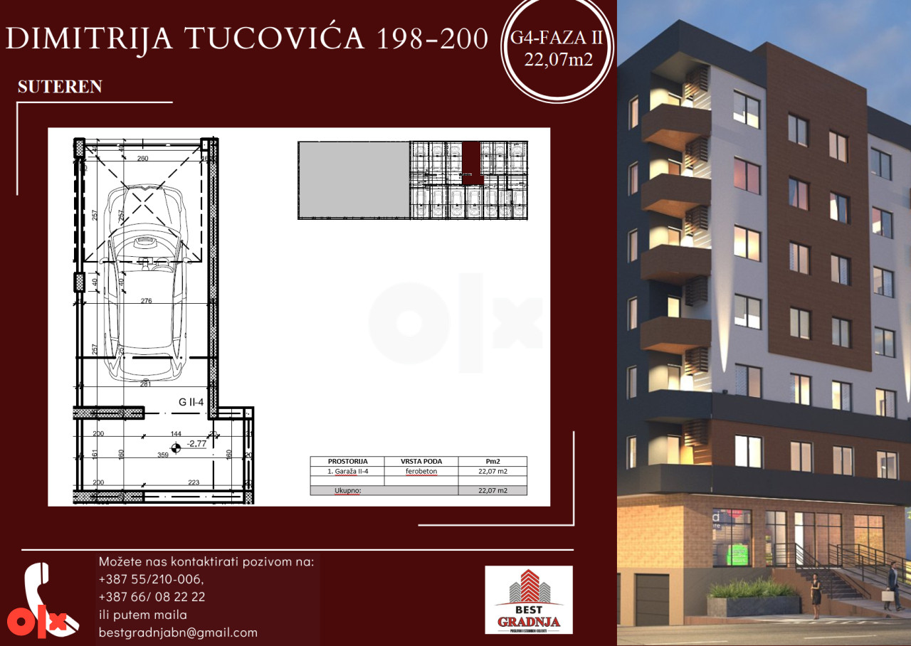 U ponudi garaže od 17.24 do 22.07m2!
