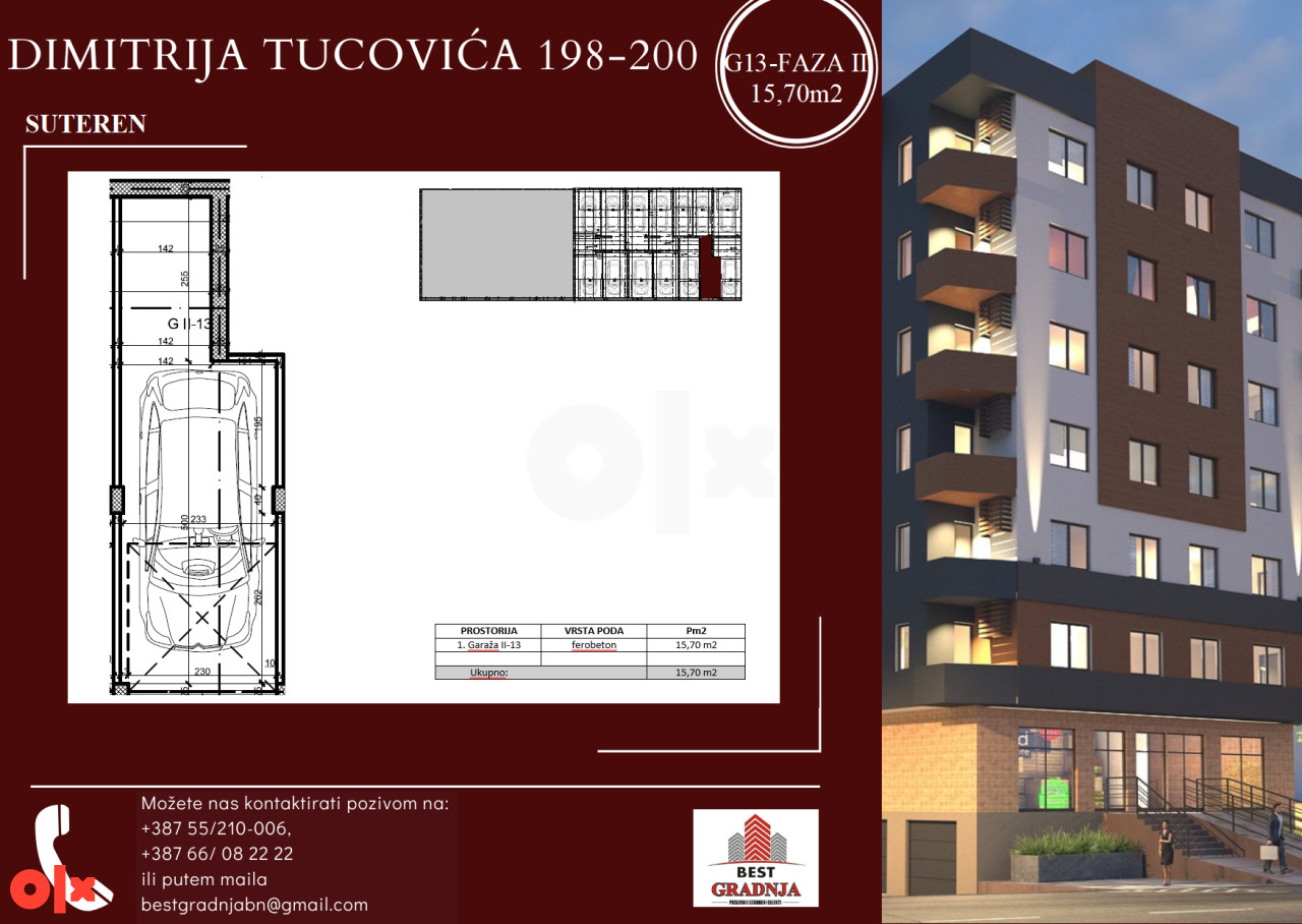 U ponudi garaže od 17.24 do 22.07m2!