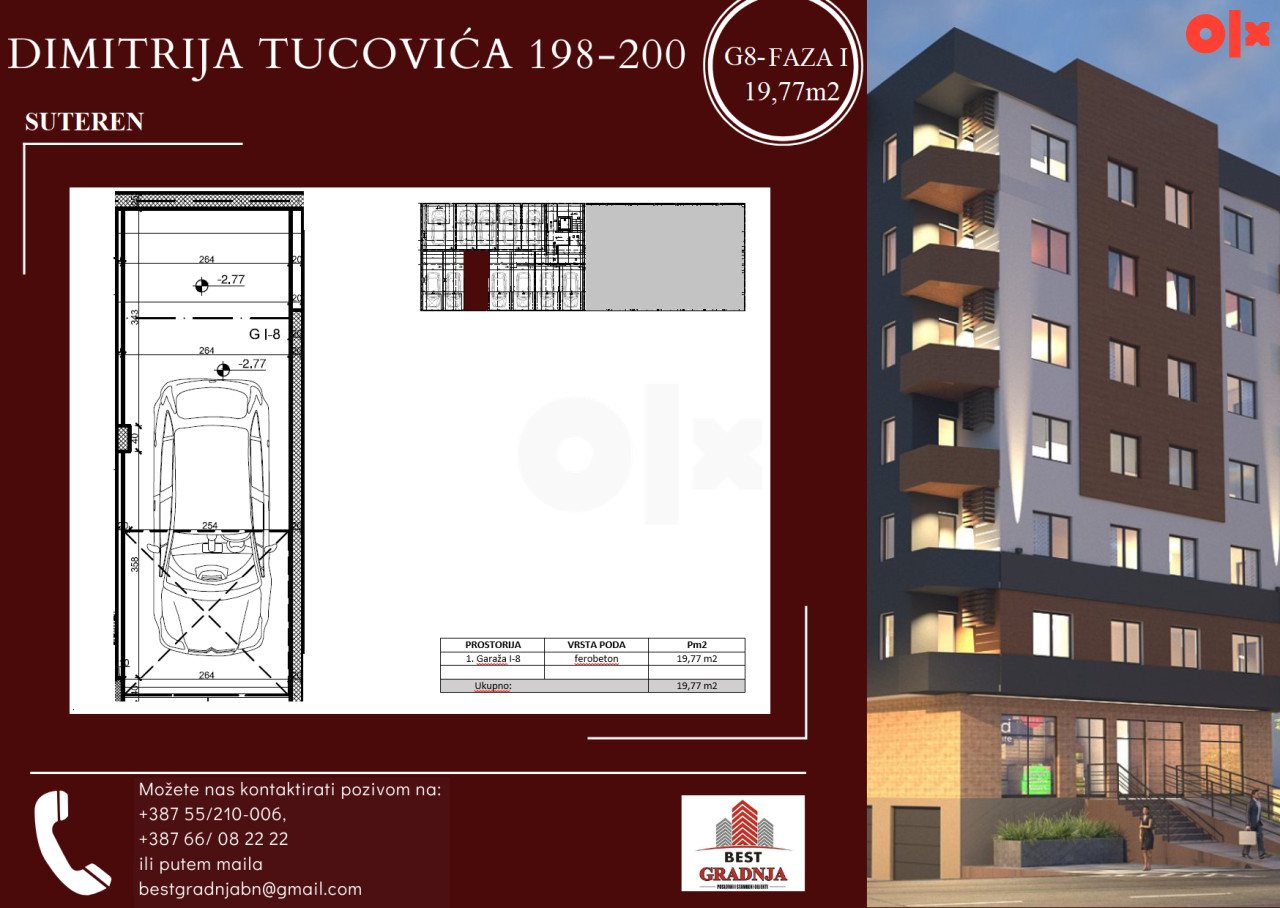 U ponudi garaže od 17.24 do 22.07m2!