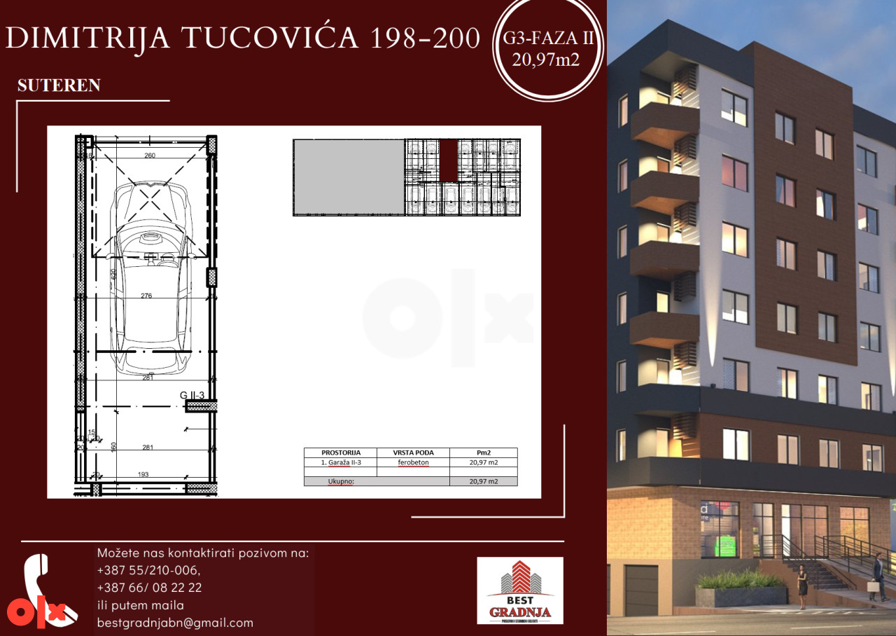 U ponudi garaže od 17.24 do 22.07m2!