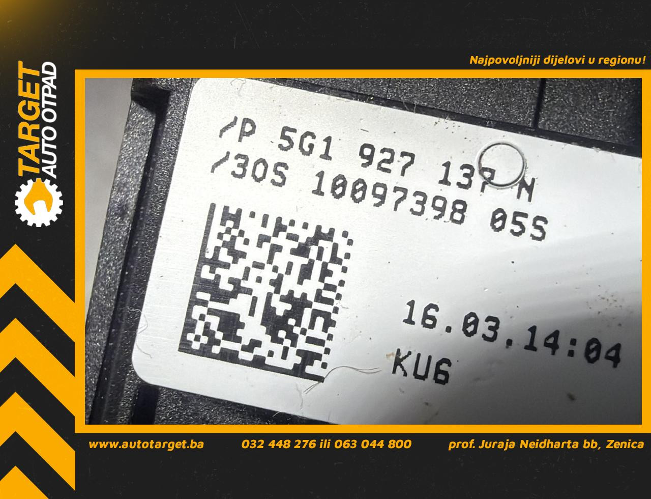 DIJELOVI PREKIDAC VW GOLF 7 > 12-16 1.6 5G1927137N