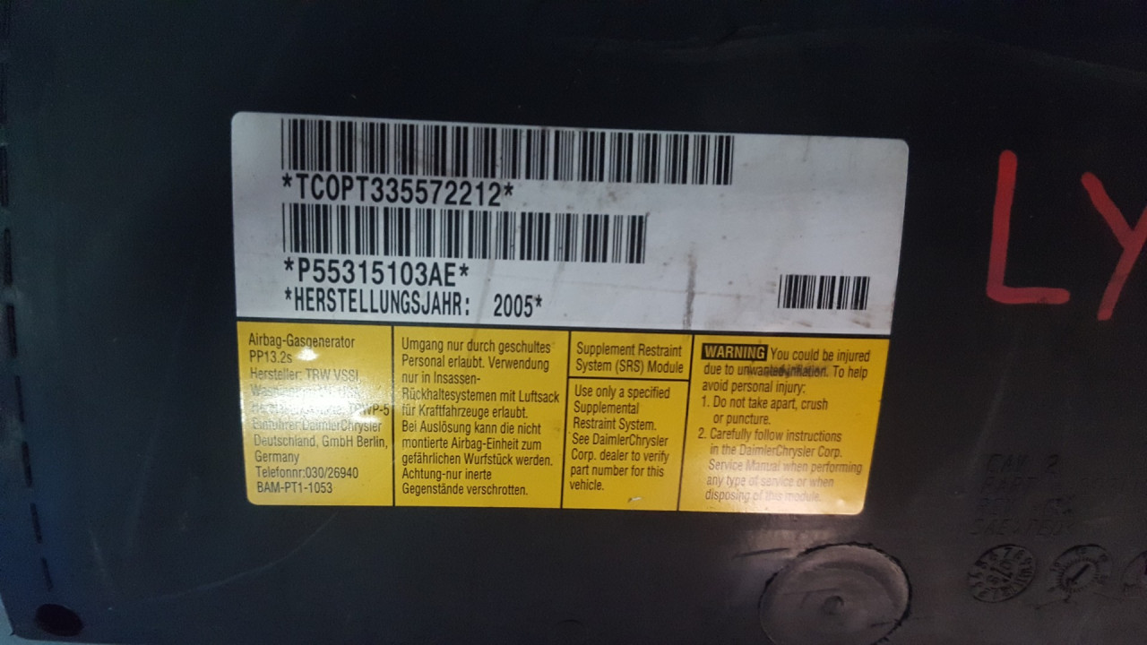 AIRBAG SUVOZACA JEEP CHEROKEE > 01-04 P55315103AE TCOPT