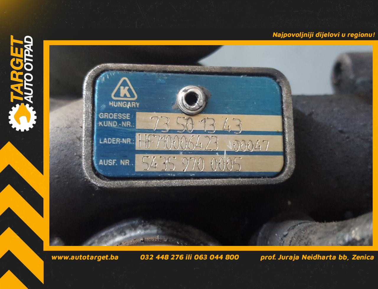 DIJELOVI TURBINA FIAT 500 > 07-15 73501343