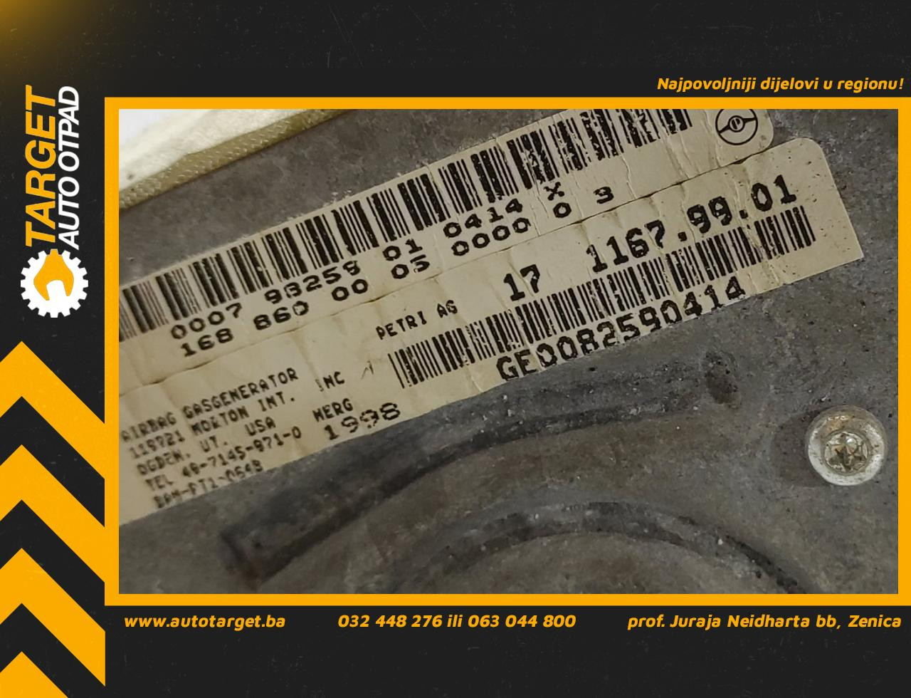 AIRBAG SUVOZACA MERCEDES A KLASA (W168) > 97-01 1711679901