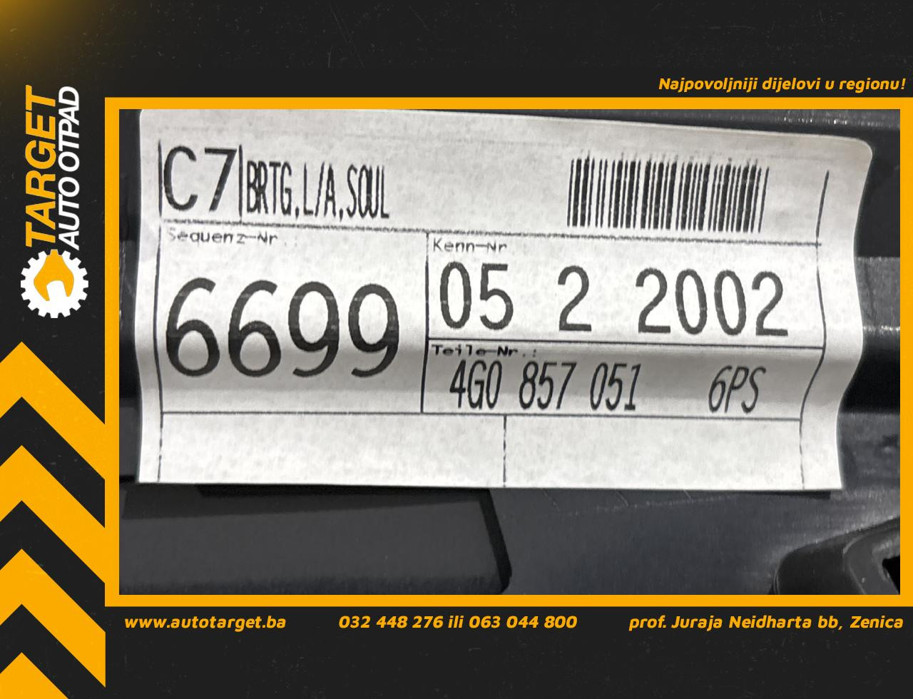 DIJELOVI LAJSNA AUDI A6 4G > 14-18 3.0 4G0857051