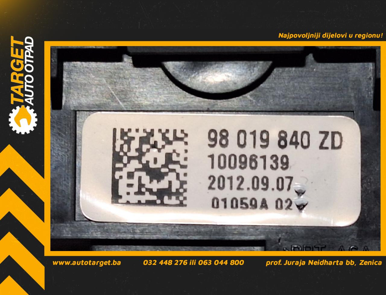 DIJELOVI PREKIDAC PEUGEOT 508 > 11-14 2.0 98019840ZD