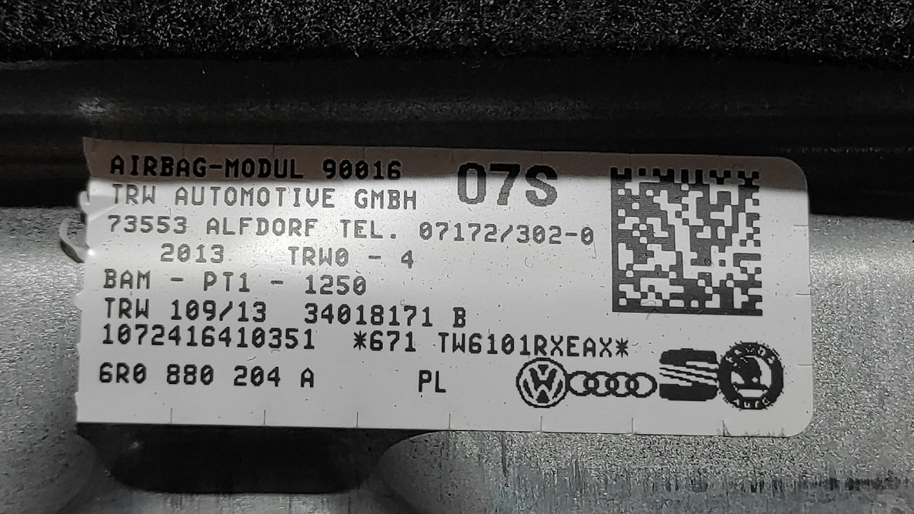 AIRBAG SUVOZACA VW POLO > 09-14 6R0880204A