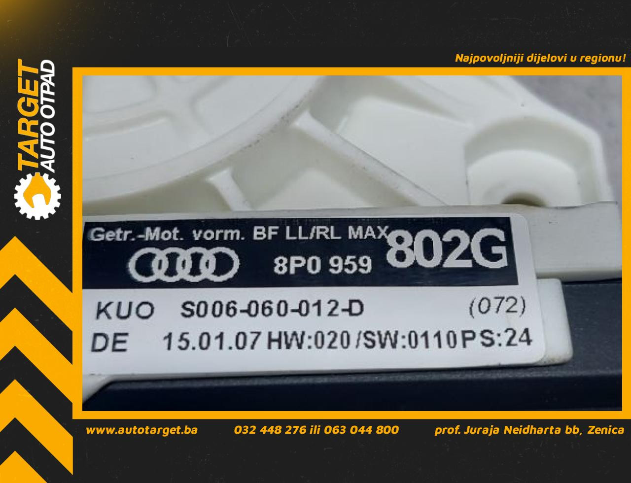 DIJELOVI MOTORIC PODIZACA STAKLA AUDI A3 > 03-08 8P0959802G