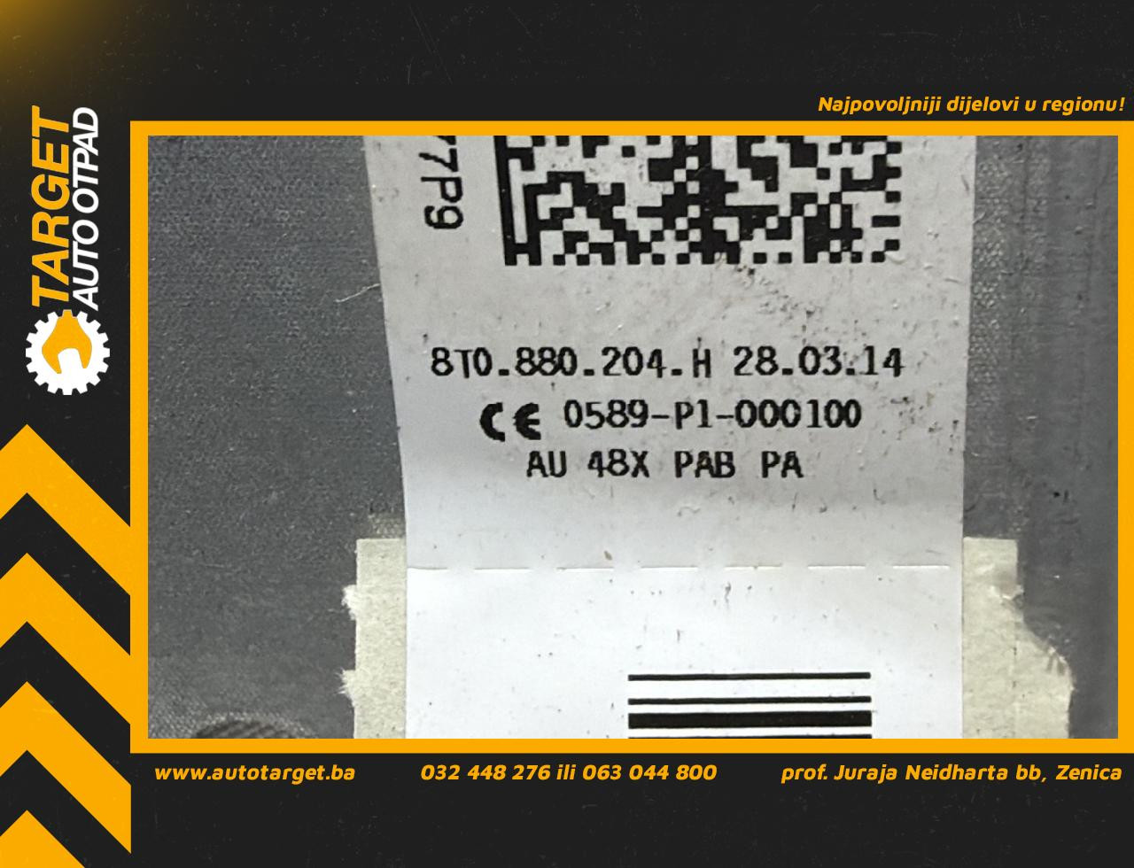 DIJELOVI AIRBAG SUVOZACA AUDI A4 (B8) > 12-15 2.0 8T0880204H