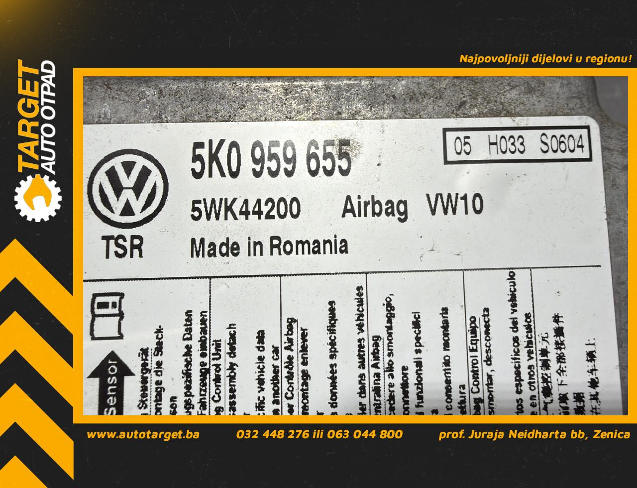 DIJELOVI ELEKTRONIKA AIRBAGA VW GOLF 6 > 08-12 2.0 5K0959655