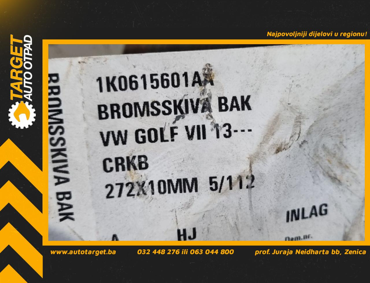 DIJELOVI KOCIONI DISK VW GOLF 7 > 12-16 1K0615601AA