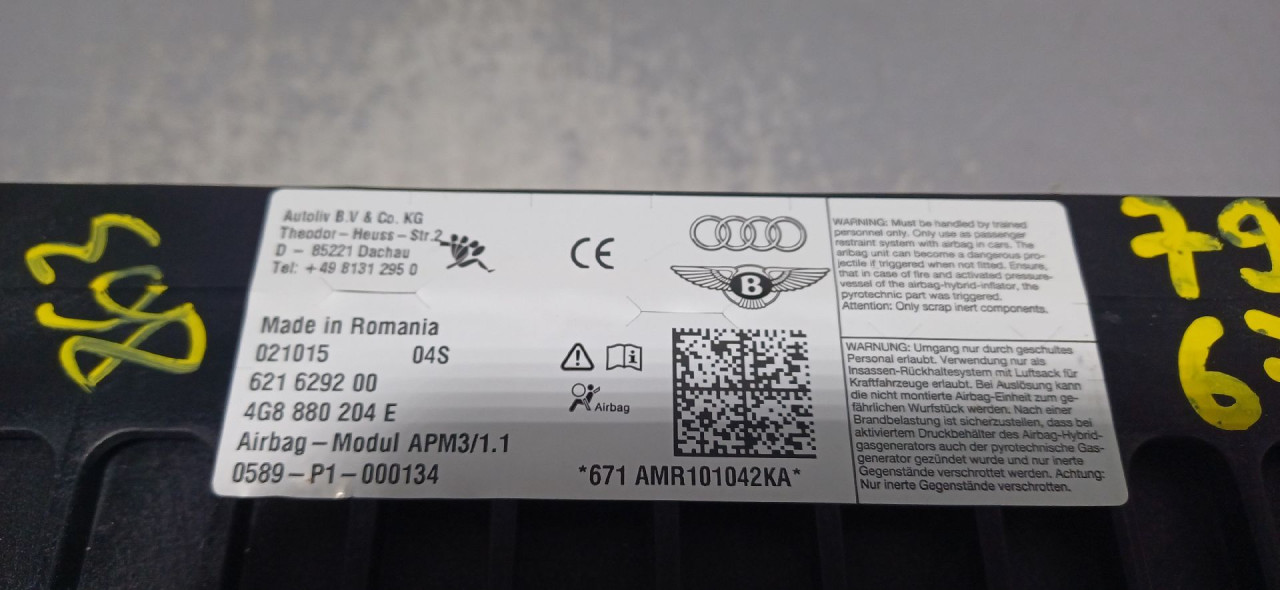 AIRBAG SUVOZACA AUDI A6 4G > 14-18 4G8880204E