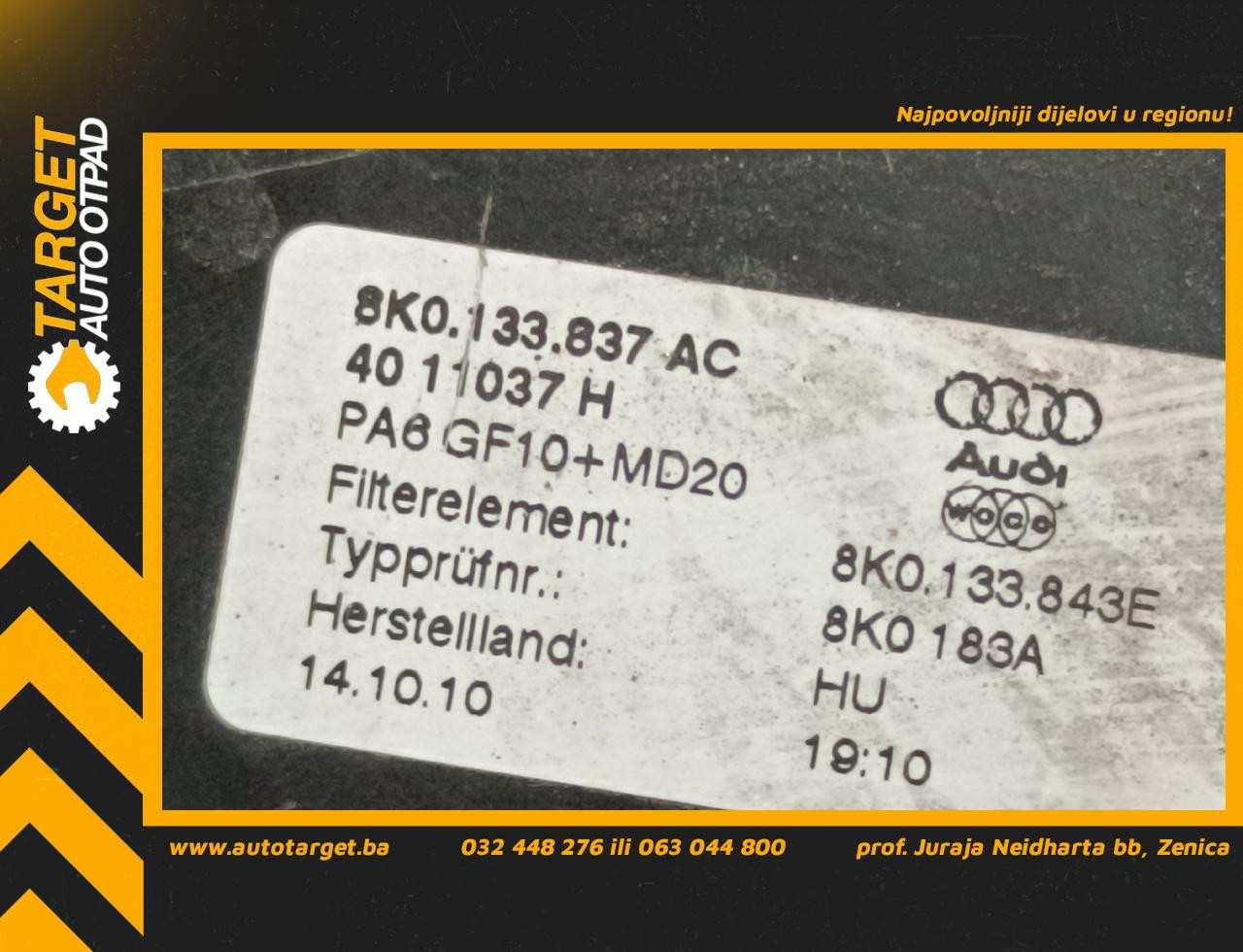 KUCISTE FILTERA ZRAKA AUDI A5 (8T) SPORTBACK > 07-11 8K0133837AC