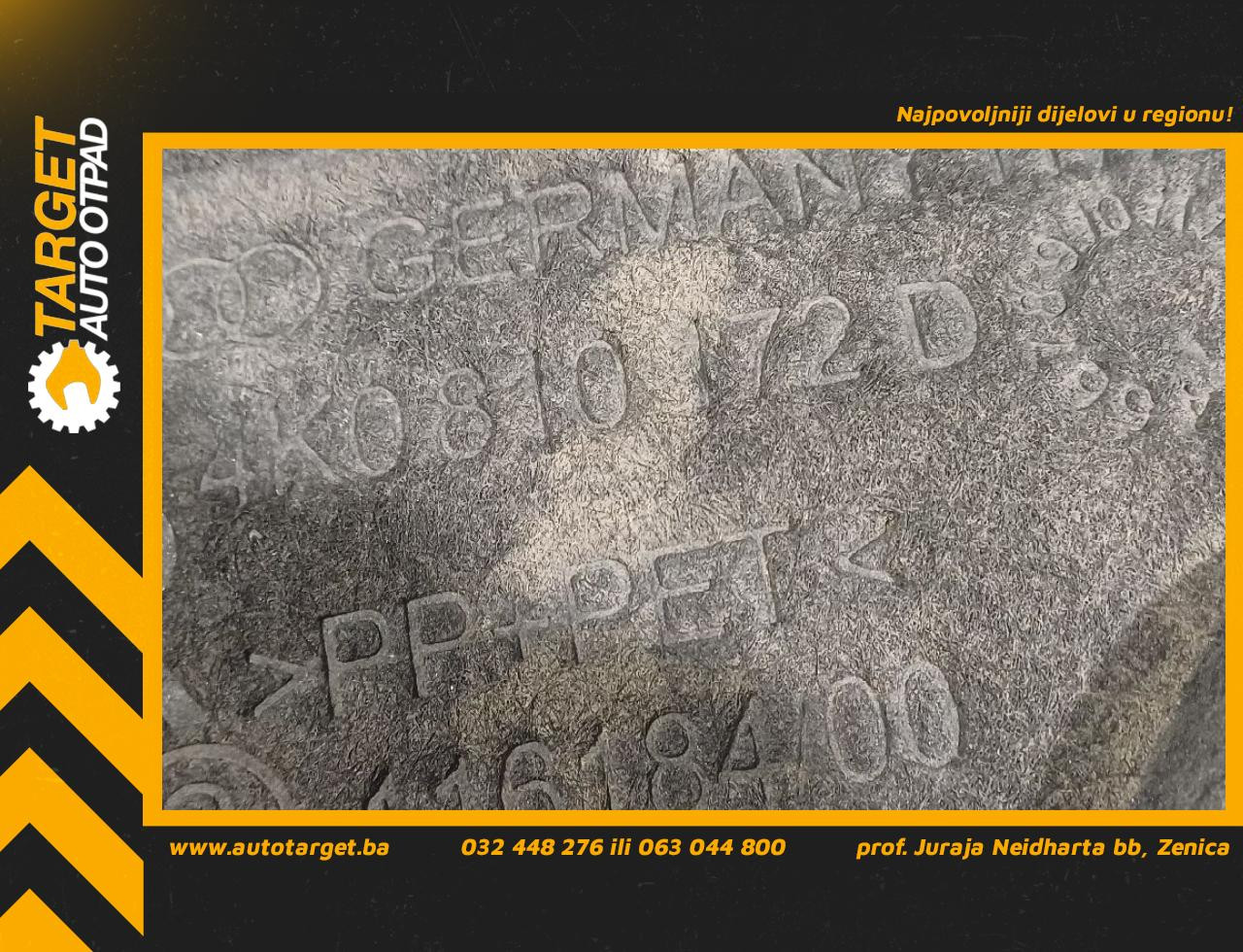 DIJELOVI UNUTRASNJI BLATOBRAN AUDI A6 4K > 18- 3.0 4K0810172D