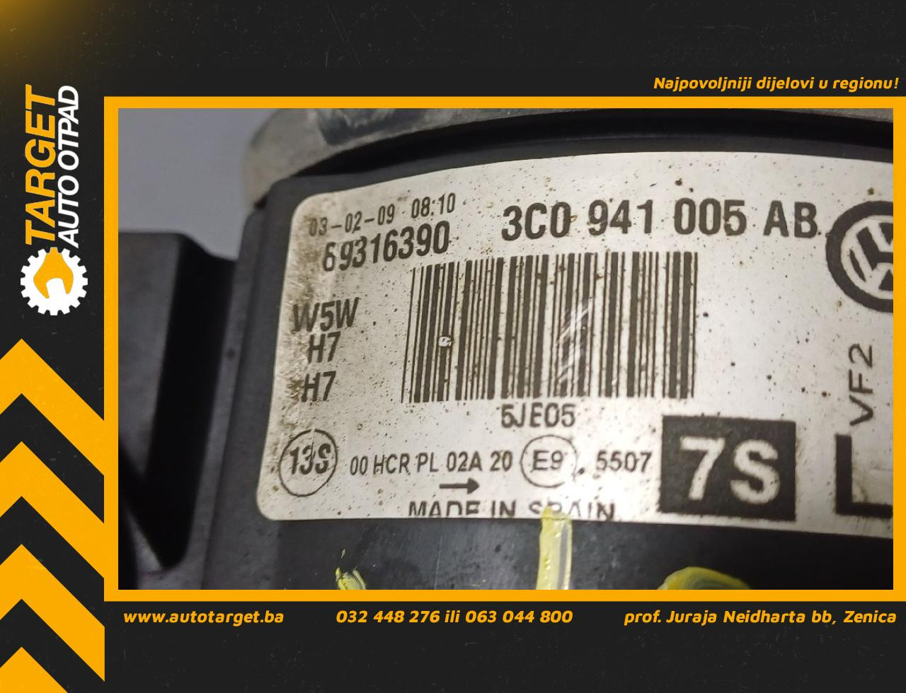 DIJELOVI FAR VW PASSAT B6 > 05-10 2.0 3C0941005AB