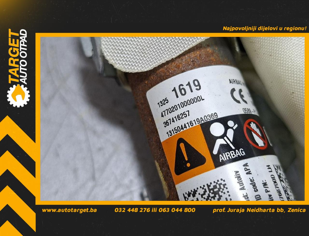 DIJELOVI KROVNI AIRBAG OPEL ASTRA J > 12-15 1.4 367416257