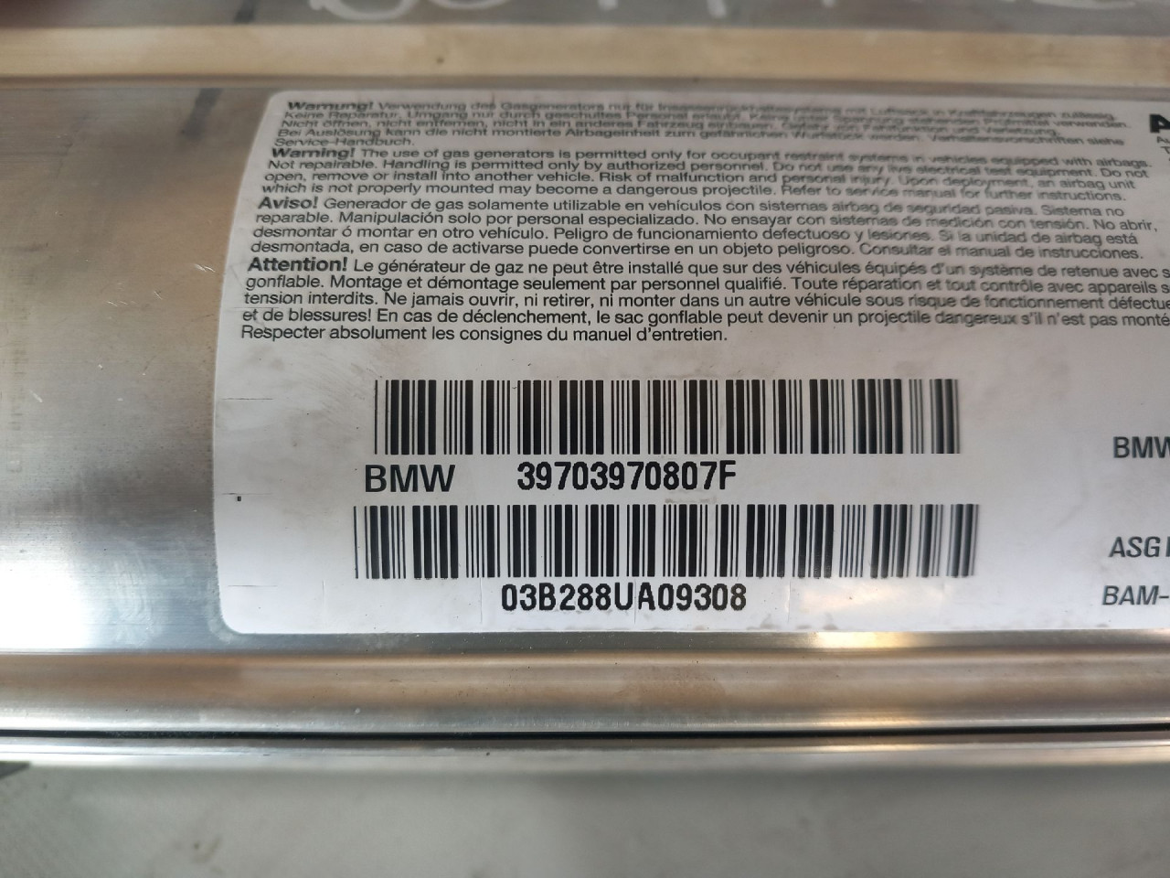 AIRBAG SUVOZACA BMW SERIJA 5 (E60/E61) > 03-07 39703970