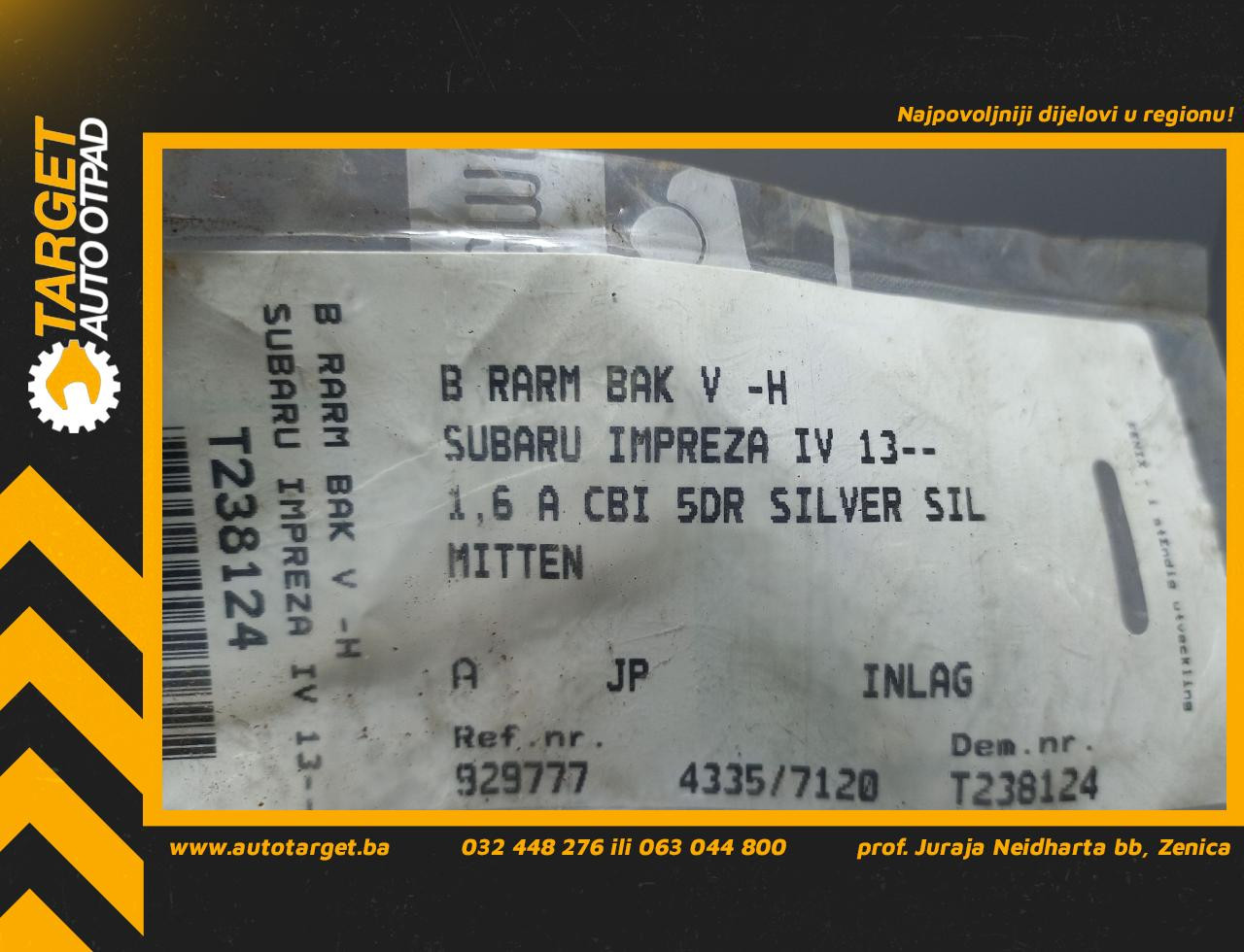 DIJELOVI RAME SUBARU IMPREZA > 11-16