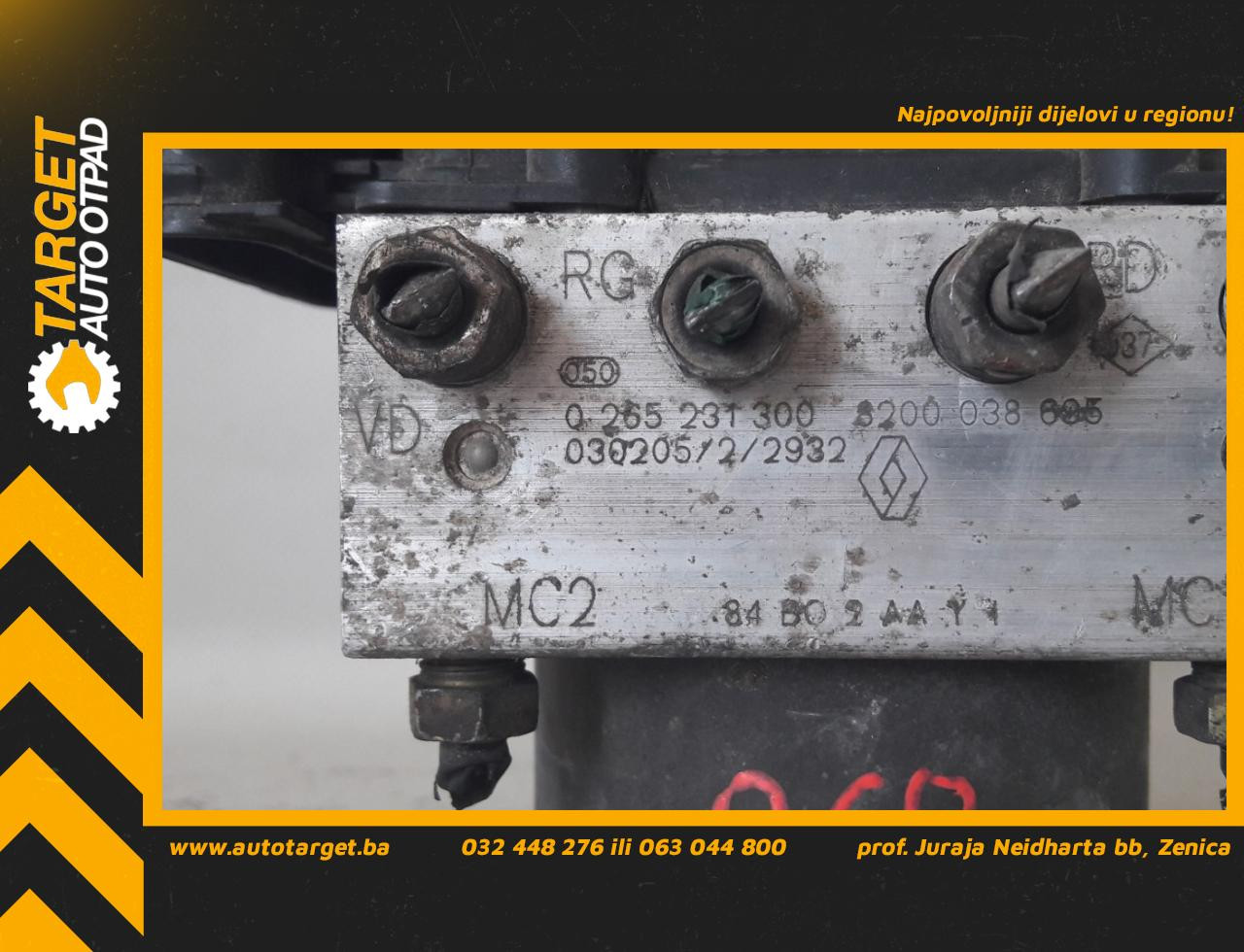 ABS ELEKTRONIKA RENAULT MEGANE > 02-05 8200038695 0265231300