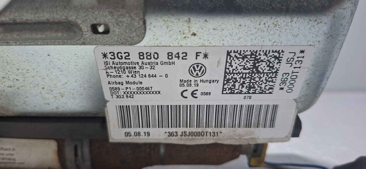 DIJELOVI AIRBAG NOGU VW PASSAT B8 > 19 - 3G2880842F