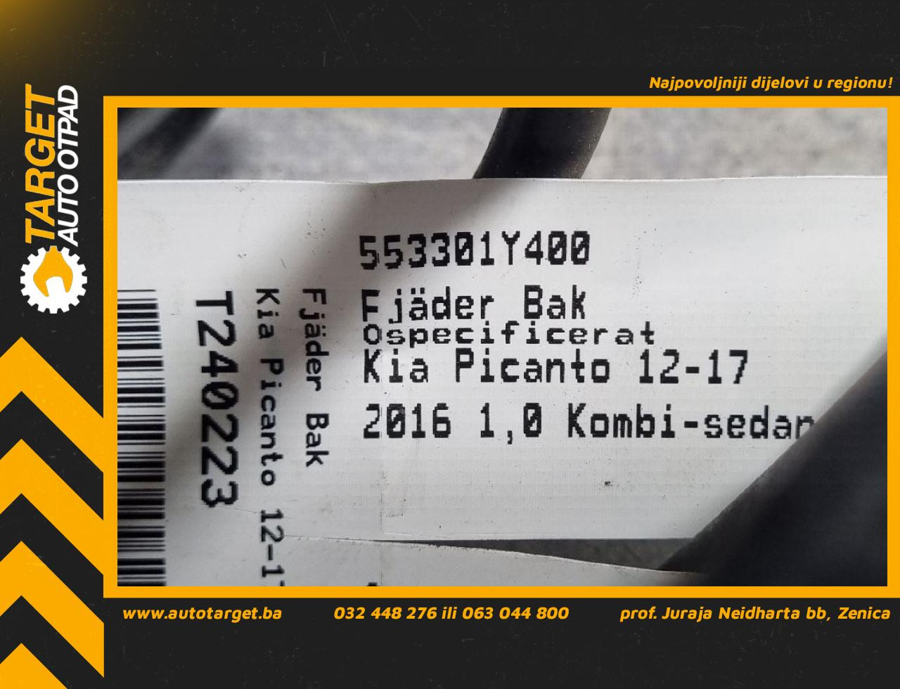 DIJELOVI OPRUGA AMORTIZERA KIA PICANTO > 15-17 553301Y400