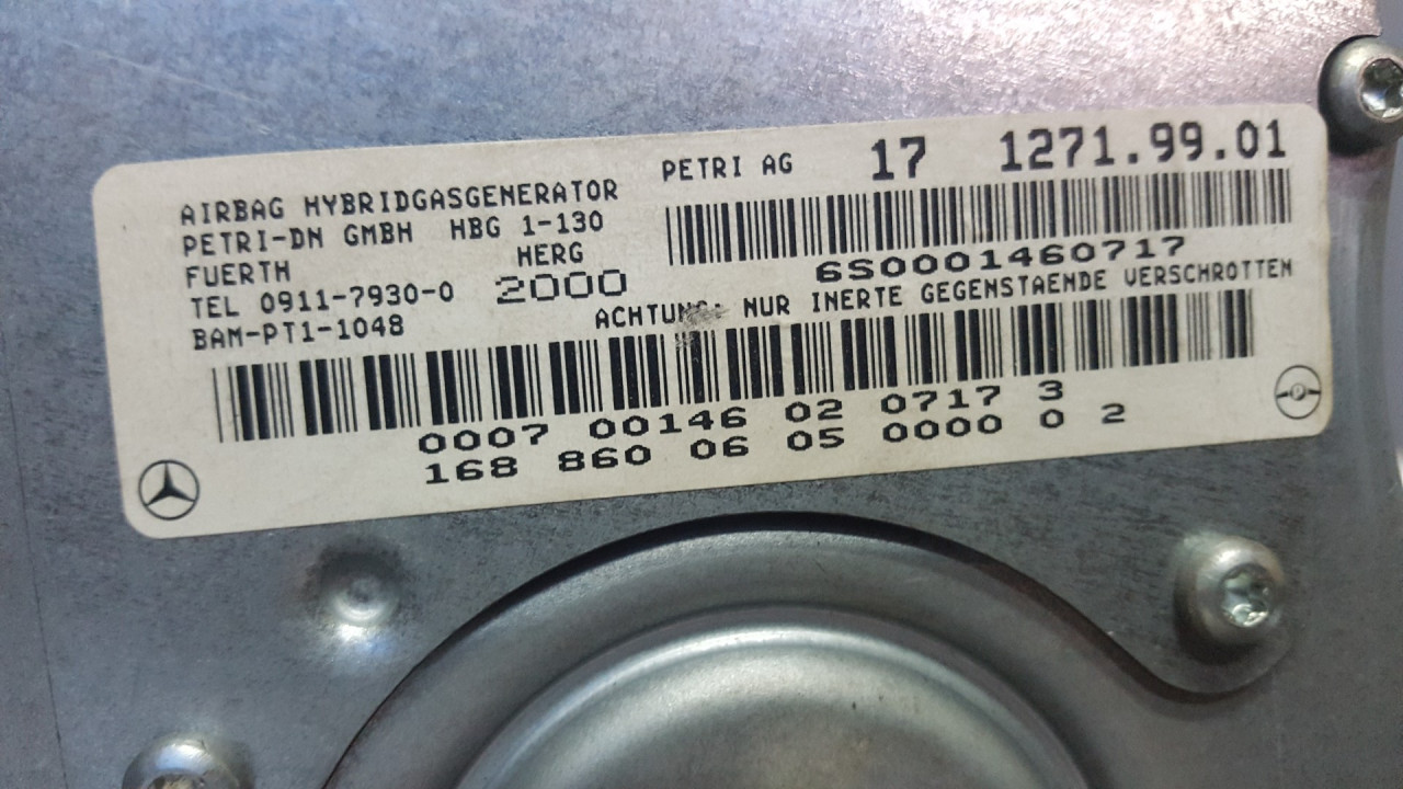 AIRBAG SUVOZACA MERCEDES A KLASA (W168) > 97-01 1688600