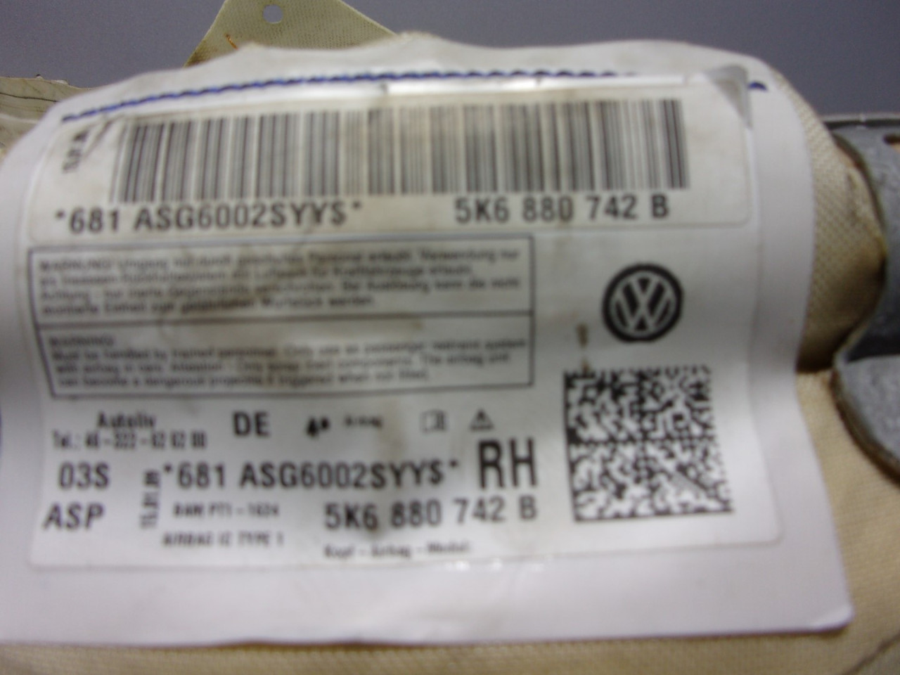 KROVNI AIRBAG VW GOLF 6 > 08-12 VW038038 5K6880742B