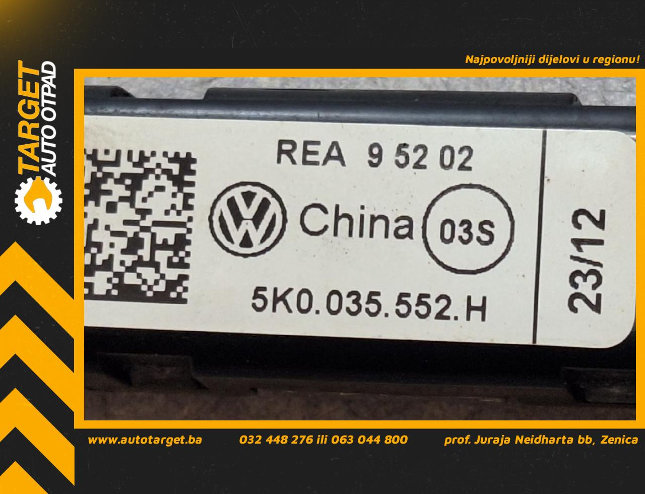 DIJELOVI ANTENA VW GOLF 6 > 08-12 1.6 5K0035552H