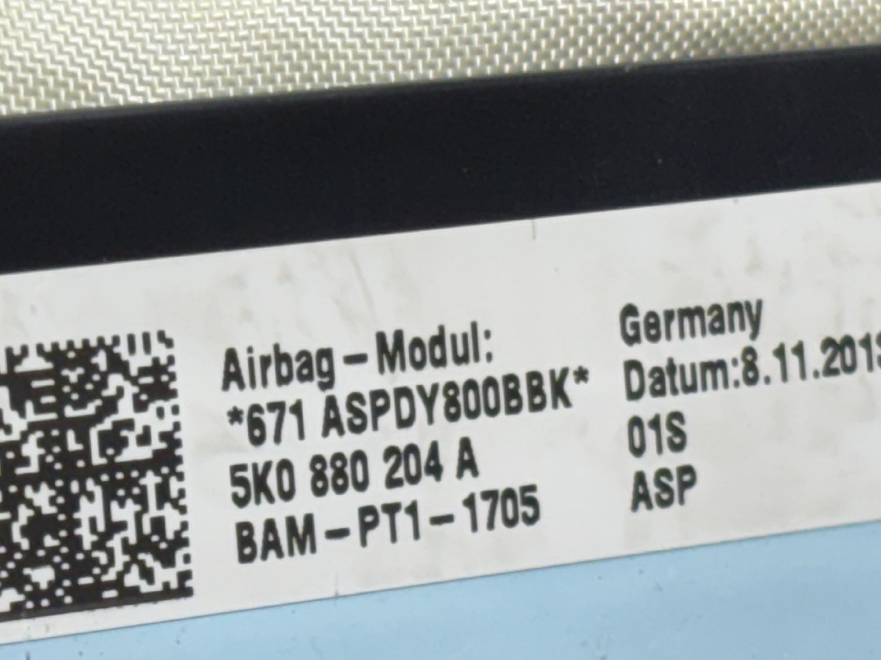 DIJELOVI AIRBAG SUVOZACA VW GOLF 6 > 08-12 5K0880204A