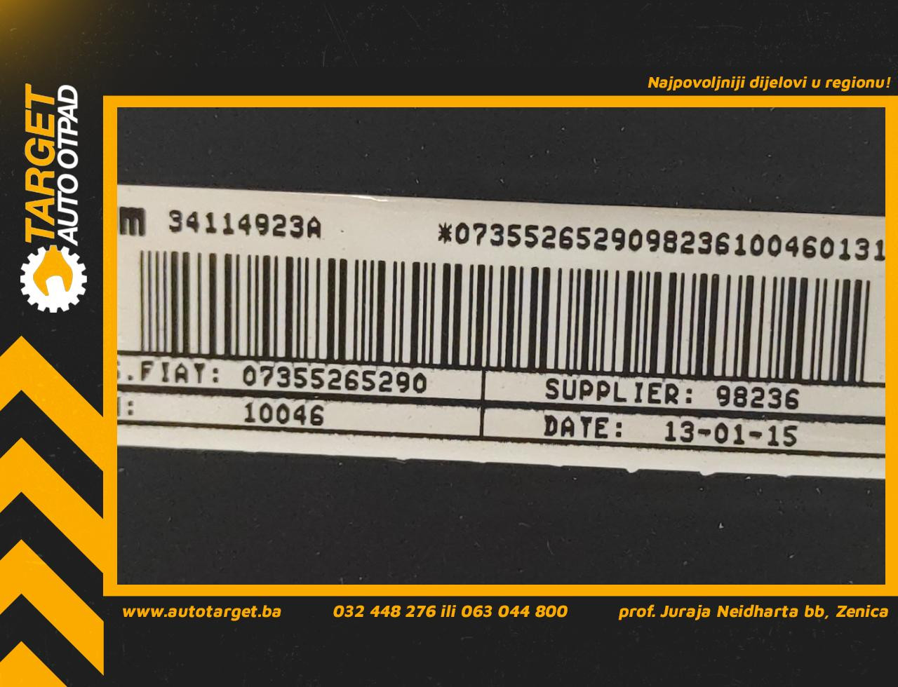 DIJELOVI AIRBAG SUVOZACA FIAT QUBO > 08-16 07355265290